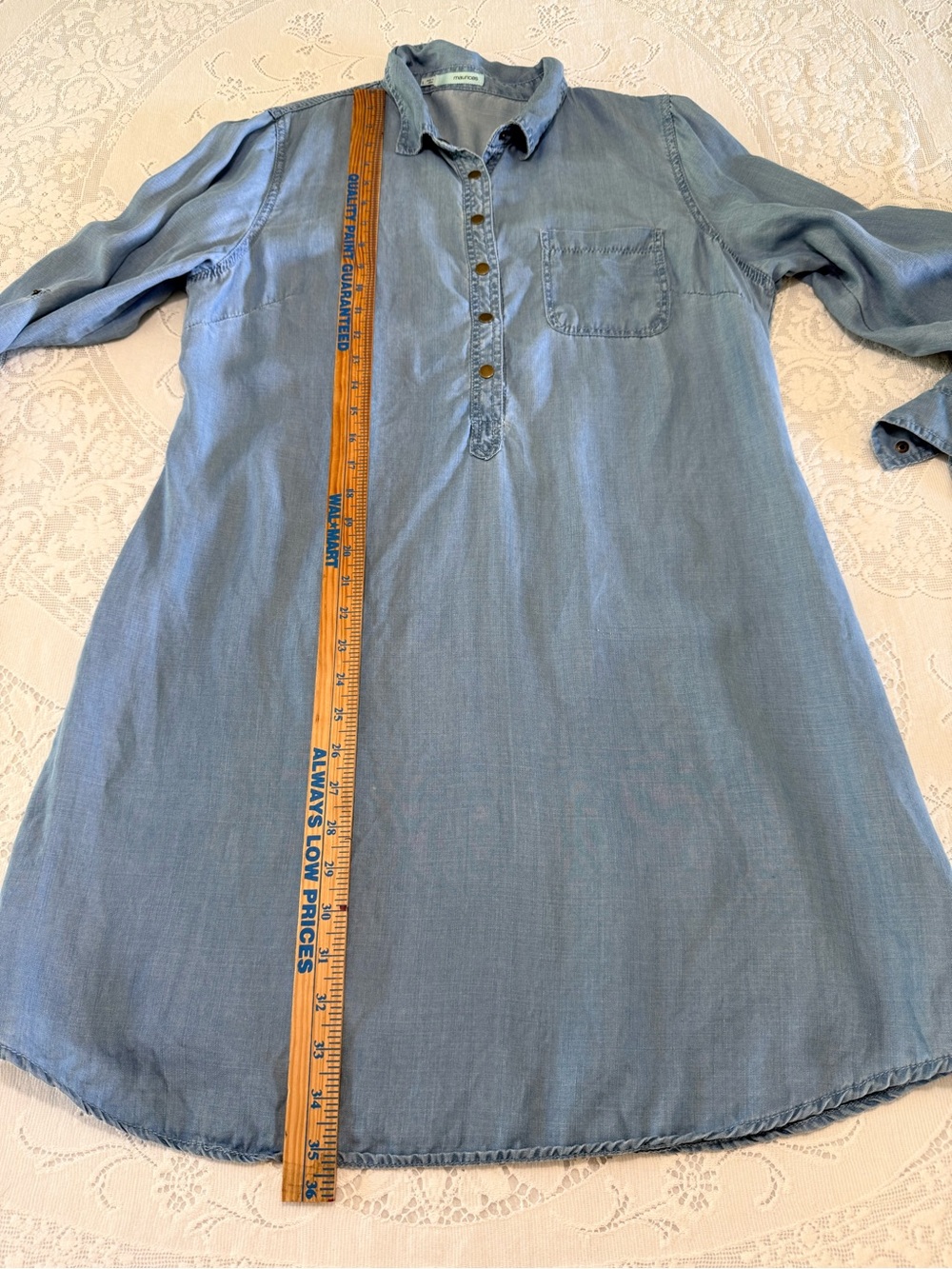 Maurices Light Blue Chambray Shirt dress size large denim look lyocell - Picture 5 of 11
